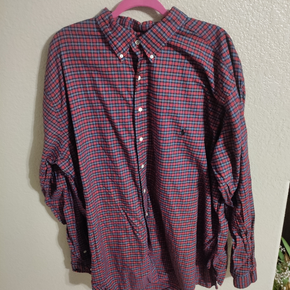 Ralph lauren button up red stripped 3xlt
